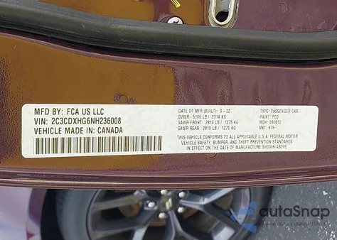 2022 Dodge Charger Gt Rwd from USA, damaged, VIN 2C3CDXHG6NH236008